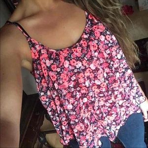 Pink floral flowers spaghetti strap top express